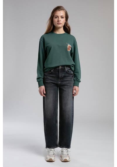 Lee Cooper Iona Kadın O Yaka Sweatshirt Zümrüt-21482 Zümrüt