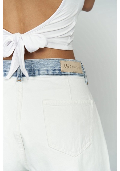 Mai Collection Mai Studios Co. Perla Vatkalı Beyaz Crop Bluz