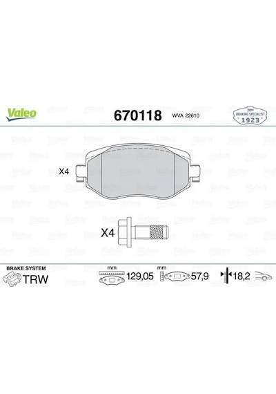 Renault Megane 4 On Fren Balatasi 1.3 2019-2024 Valeo 670118