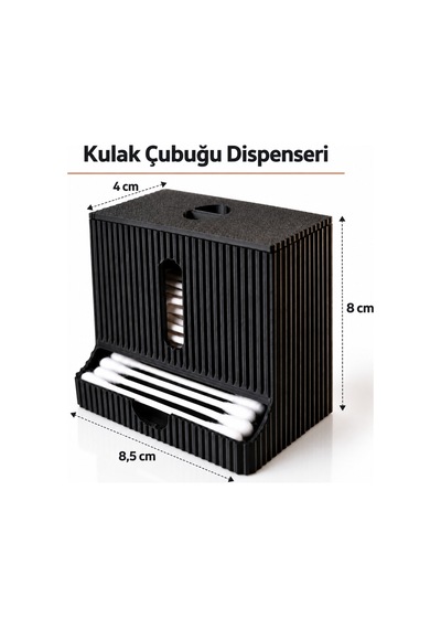 Modern Tasarım Kulak Çubuğu Dispenseri Kapaklı Banyo Makyaj Pamuk Düzenleyici Organizer - Siyah Renkli
