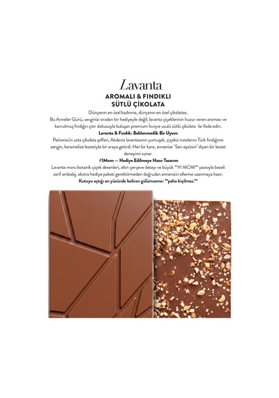 Patiswiss Anneler Günü Lavanta Aromalı Ve Fındıklı Sütlü Çikolata 100 G
