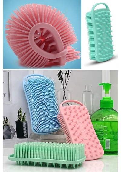 Sanec Kendiliğinden Askılı Peeling Ve Masaj Etkili Silikon Banyo Vücut Fırçası Çok Renkli