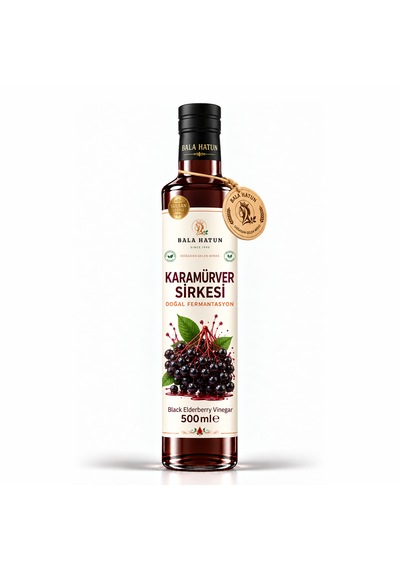 Bala Hatun Karamürver Sirkesi 500ml - Doğal Fermantasyon - Black Elderberry Vinegar