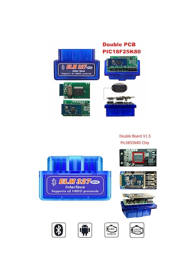 V1.5 ÇİFT  ANAKART ELM327 Bluetooth Pic18F25K80 Destekli Ddt4All