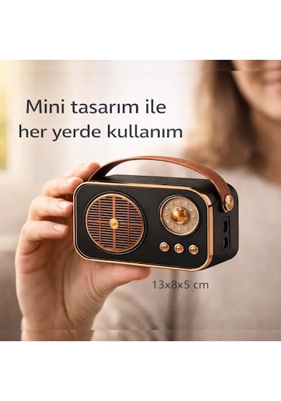 Nostaljik Bluetooth Hoparlör Retro Tasarım 5w Güçlü Ses, Usb Ve Tf Kart Destekli Taşınabilir Mini Hoparlör 1200mah Batarya Vintage Speaker