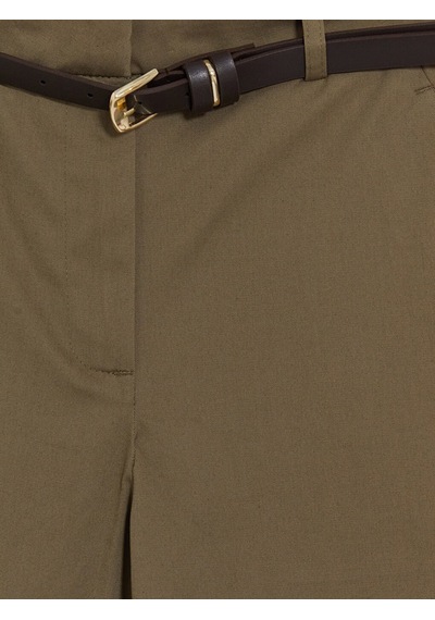 Lcwaıkıkı Classic Haki Beli Kemerli Gabardin Kadın Pantolon