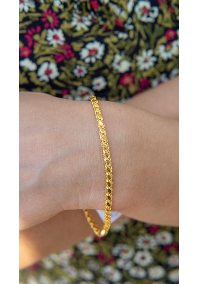Altın Pullu Zincir Bileklik BL06891 Sarı Altın