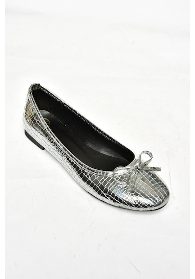 Fox Shoess726056307 Gümüş Yılan Baskılı Kadın Babet Gümüş