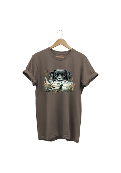 Avcılık Labrador Av Köpeği Ördek Avı Ördek Avcısı Baskılı Regular Fit %100 Pamuk Kahverengi T-shirt Kahverengi