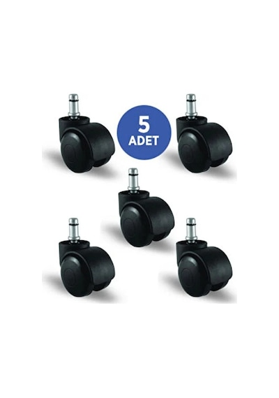 5 Adet Pimli Mobilya Tekerleği Koltuk Tekeri, Çap:50, 5li Set, Geniş Tip