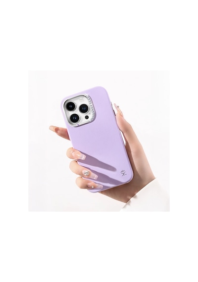 Apple Uyumlu iPhone 14 Pro Kılıf Suni Deri Tasarımlı Pynana Starry Serisi Kapak Lila