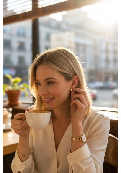 14 Ayar Altın Vidalı Minimal Damla Küpe