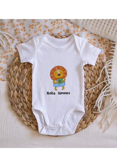 Bitmeyenkartus Bk Kids Hello Summer Tasarımlı Bebek Body Zıbın - Model 1 Çok Renkli
