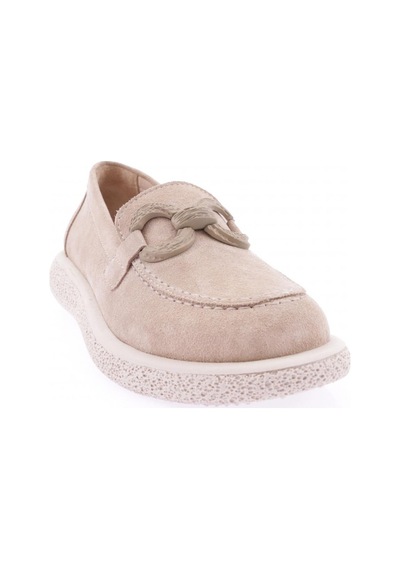 Dgn 1504 Kadin Aksesuarli Loafer Ayakkabi 1504-1589-R0186 Bej Süet