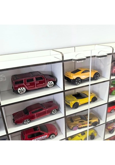 Pleksi Kapaklı 1/64 Ölçek 50araç Hotwheels Matchbox Metal Araç Uyumlu Model Oyuncak Araba Rafı-beyaz Diğer