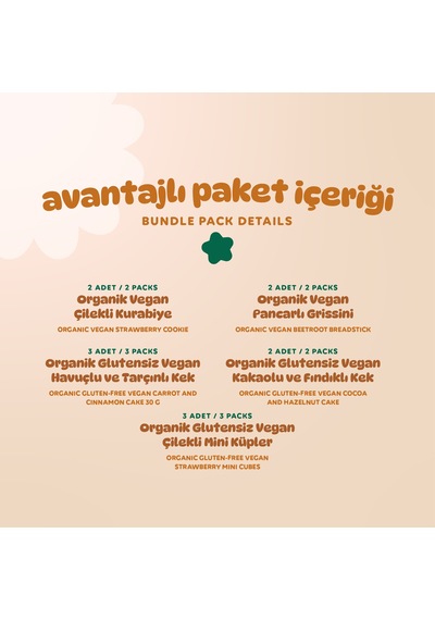 Organik Çilekli Tatlı & Tuzlu Aile Boy Atıştırmalık Paketi - 12 Adet 5 Çeşit