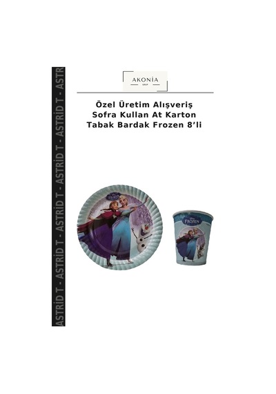 Özel Üretim Alışveriş Sofra Kullan At Karton Tabak Bardak Frozen 8 Li Diğer