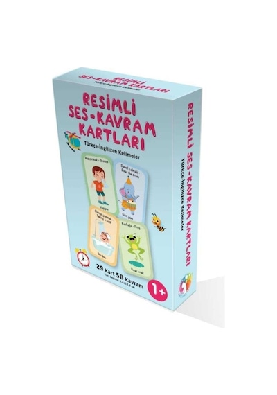 Resimli Ses- Kavram Kartları, Ses Kartları, Ses-taklit Kartları Türkçe -ingilizce