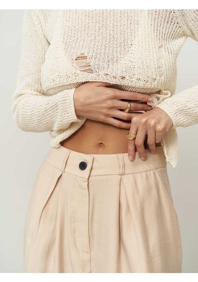 Mai Collection Mai Studios Co. Bohemai Tessa Tencel Bej Palazzo Pantolon Bej