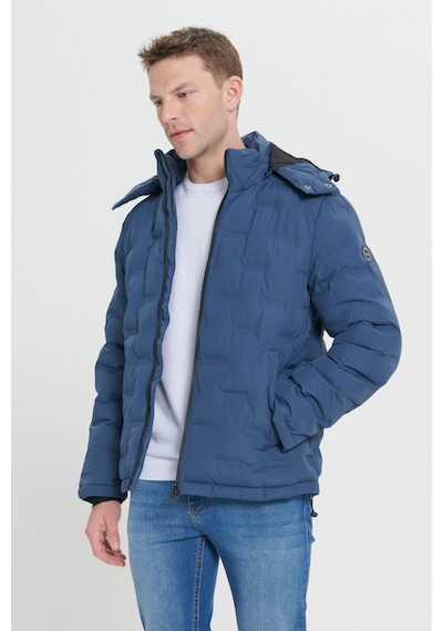 AC&Co / Altınyıldız Classics Erkek Lacı Standart Fit Normal Kesim Kapüşonlu Desenli Mont Lacı Lacivert