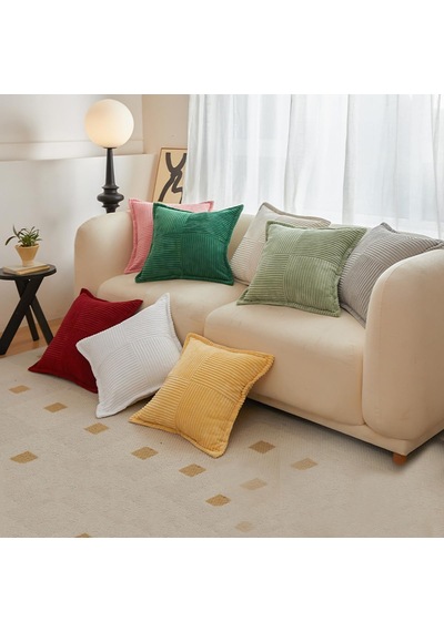 2'li Set Kadife Yastık Kılıfı 45x45 Cm, Yumuşak Dekoratif Yama İşi Yastık Kılıfları Izgara Kırlent Kılıfla Diğer
