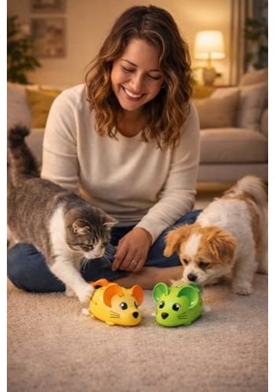 Busstier Kurmalı Fare Oyuncak Kedi Köpekler İçin Çok Renkli Hareketli Zeka Geliştirici Pilsiz İnteraktif Evcil Hayvan Oyuncağı