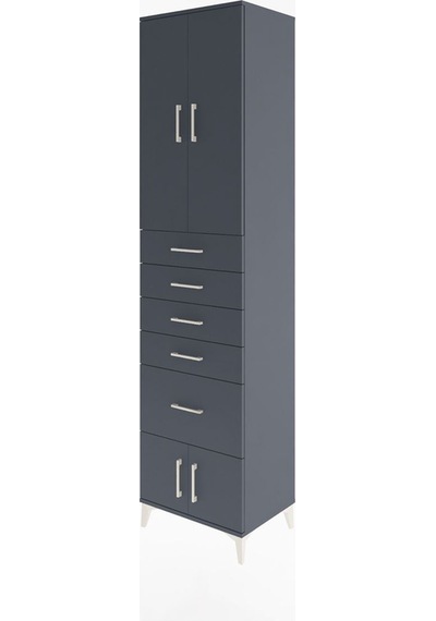 Hyperion Dolap 3 Raflı 5 Çekmeceli 4 Kapaklı 60x44x243 Antras... Antrasit