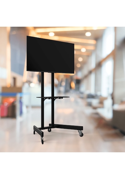 Alpin TV/Fuar Standı Bilgisayar Askı Aparatlı Metal Ayaklı Tekerlekli TV Sehpası/Ünitesi
