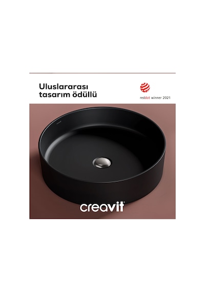 Creavit Loop Yuvarlak Çanak Lavabo Ø45 Cm Mat Siyah Lp145-00sm00e-0000