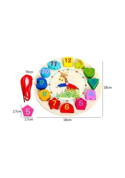 Zhltoys Eğitici İp Dizme Ahşap Saat Oyuncak