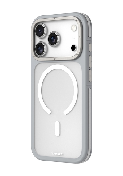 Apple Uyumlu iPhone 17 Pro Max Kılıf M-safe Şarj Özellikli Youngkit Rock Sand Serisi Kapak Gri