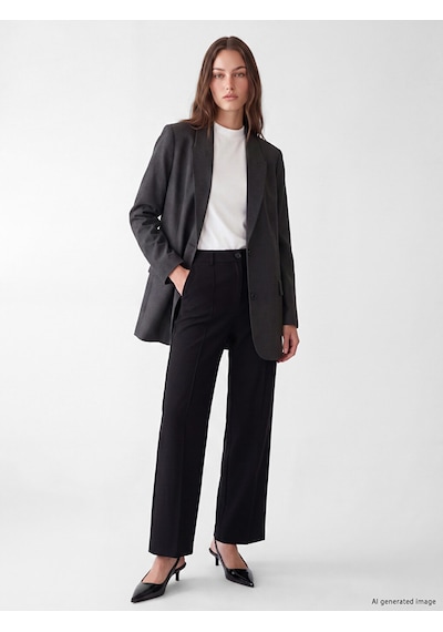 Lcw Modest Antrasit Loose Fit Kadın Blazer Ceket
