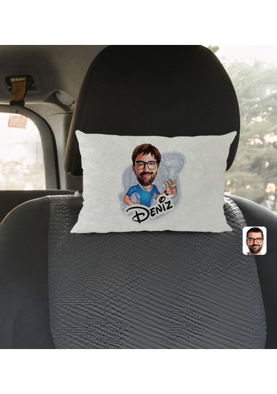 Bk Gift Kişiye Özel İsimli Erkek Antrenör Karikatürlü Dikdörtgen Araç Koltuk Yastığı-1 Çok Renkli