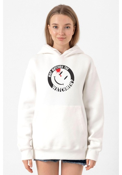 Watchmen Who Watches The Watchmen Beyaz Kadın 3ip Kapşonlu Sweatshirt 001