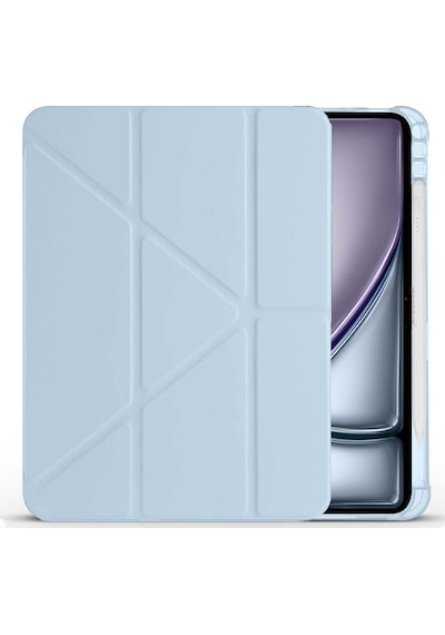 Apple Uyumlu iPad Air 11'' M3 2025 m2 2024 Üçgen Katlanabilir Kalem Şarj Bölmeli Standlı Kılıf Kapaklı