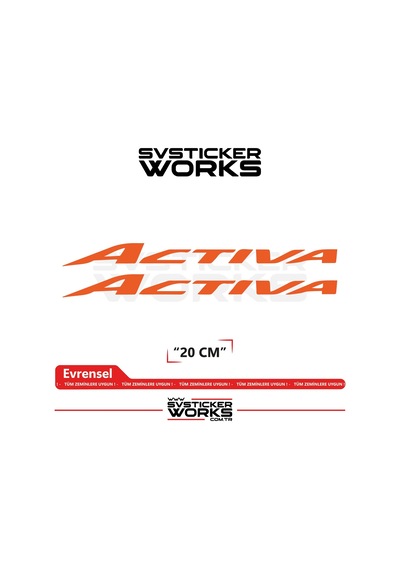 Honda Activa Sticker Uyumlu Yazı Yüksek Kalite Özel Kesim Folyo 2'li Set Turuncu