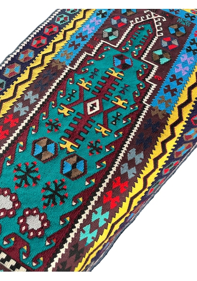 El Dokuma Sıfır Kilim Seccade 100x190 Renkli %100 Kilim  Teşhir Ürün