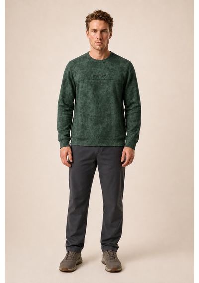 Redline Continu Erkek Kışlık Regular Fit Kışlık Bisiklet Yaka Sweatshirt Haki
