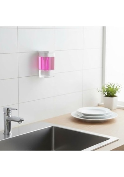 Duvara Monte Sıvı Sabunluk Şeffaf Hazneli Beyaz Sabun Ve Deterjan Dispenseri Mutfak Ve Banyo Kullanımı 000 Açık Krem
