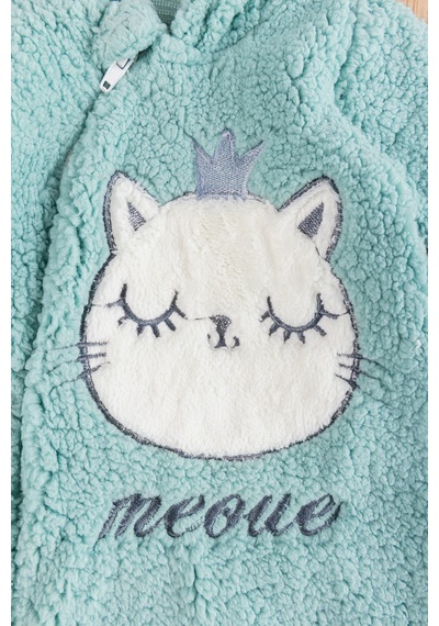 Babymod Kedi Figürlü Peluş Welsoft Kız/erkek Bebek Tulum Yeşil