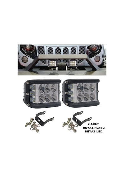 Off Road Led Bar Delici Beyaz Işık - Beyaz Flaşlı 2 Adet Metal 12 Volt