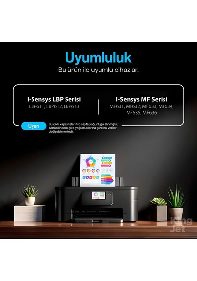 Kingjet Canon Uyumlu Mf634 Standart Kapasiteli 4 Renk Takım Toner Çipli 045 Crg-045
