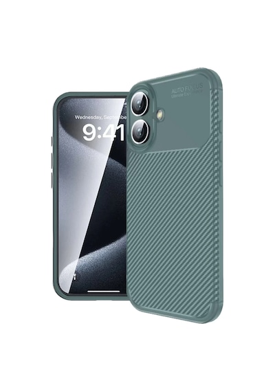 Newface Apple İphone 16 Plus Kılıf Auto Focus Karbon Kapak - Koyu Yeşil