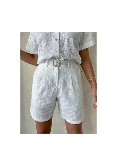 Verymoda Nakışlı Vual Şort D2821 Krem