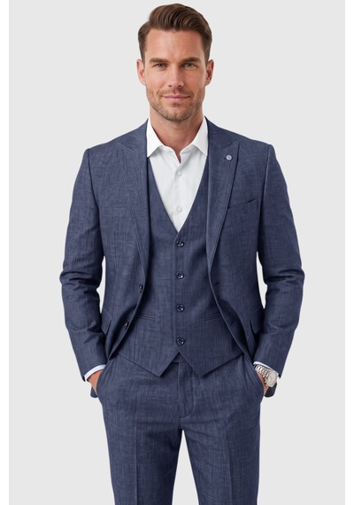 Rizzup Lacivert 3 Parça Slim Fit Yelekli Erkek Takım Elbise Çift Yırtmaçlı Modern Kesim 2601631 Rizzup Lacivert 3 Parça Slim Fit Yelekli Erkek Takım Elbise Çift Yırtmaçlı Modern Kesim 2601631