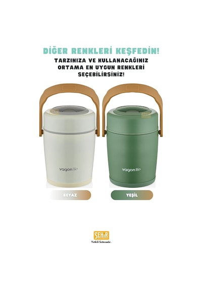 Vagonlife Bento 1600ml Lunchbox 2 Kaseli 4-6 Saat Sıcak/soğuk Termos Özellikli Çelik Sefer Tası Yemek Kutusu Beyaz Çok Renkli Vagonlife Bento 1600ml Lunchbox 2 Kaseli 4-6 Saat Sıcak/soğuk Termos Özellikli Çelik Sefer Tası Yemek Kutusu Beyaz Çok Renkli