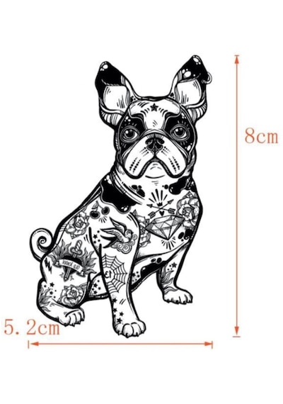 Köpek Bulldog Kaniş Su Geçirmez Kol Bilek Omuz Sırt Geçici Dövme