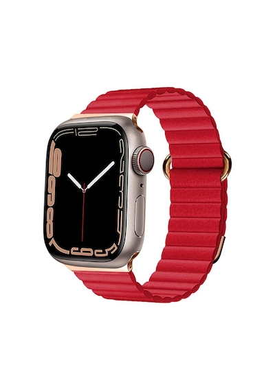 Apple Uyumlu  Watch 7 8 45 MM Kordon Mıknatıslı Magnetik Deri Kordon