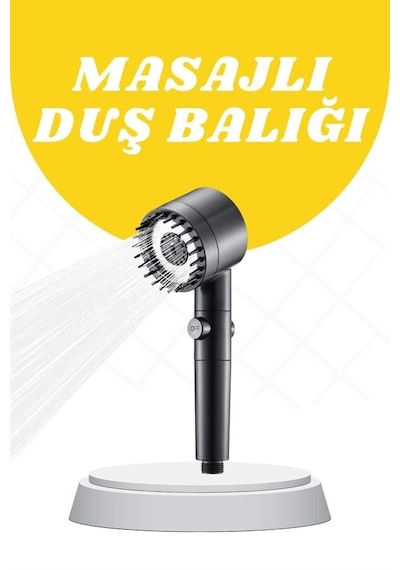 Duş Başlığı Yüksek Basınçlı Masaj Taraklı 3 Kademeli Krom