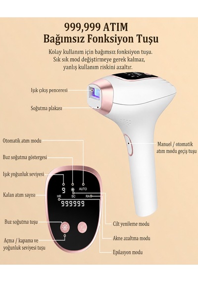Lumiva Lv001 Buz Soğutmalı Ev Tipi Ipl Lazer Epilasyon Cihazı 9 Seviye 3 Mod 2 Başlık Cilt Gençleştirme Ve Akne Azaltma Modu